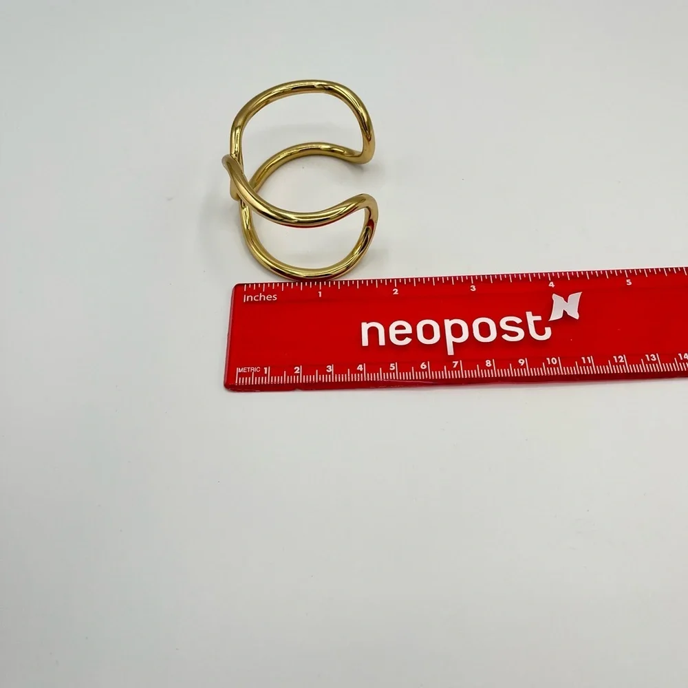 J.Crew Gold Tone Intertwined Knot Cuff Bracelet Chunky Open Bangle